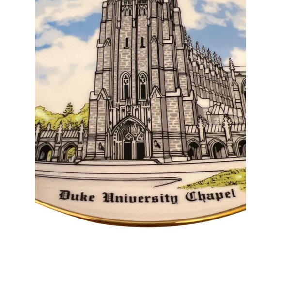 Duke University Chapel Decorative Plate Gold Trim North Carolina Fine China 7.5" - Picture 2 of 4